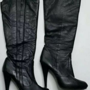 Velvet Angels Chloe Black Knee High Leather Boots